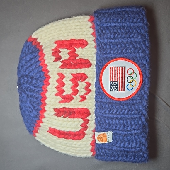 Tuckernuck Sh*t That I Knit Navy Team USA Chunky Knit Peru Wool Beanie Unisex - Picture 2 of 9